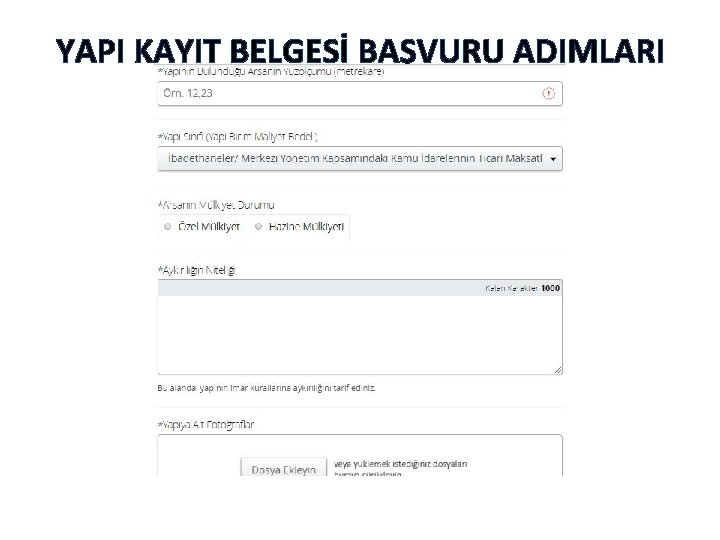 YAPI KAYIT BELGESİ BAŞVURU ADIMLARI YAPI KAYIT BELGESİ BAŞVURU ADIMLARI