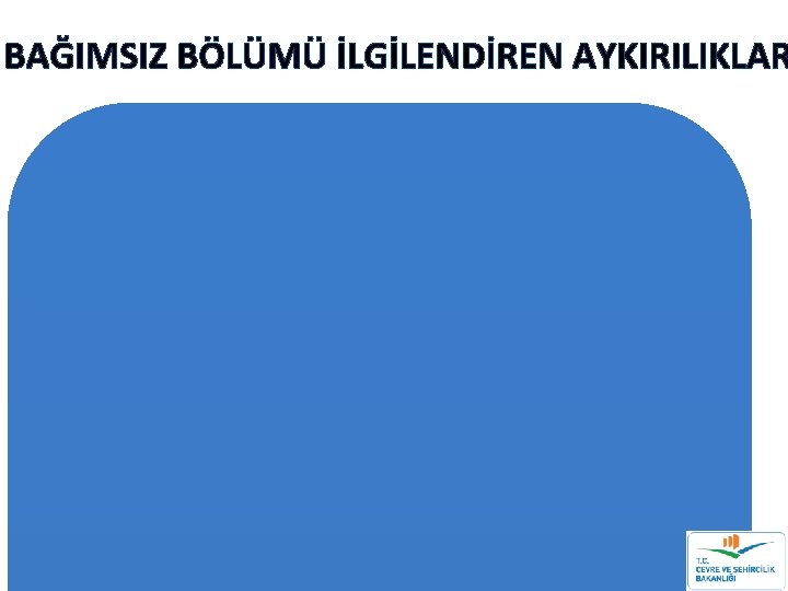 BAĞIMSIZ BÖLÜMÜ İLGİLENDİREN AYKIRILIKLAR BAĞIMSIZ BÖLÜMÜ İLGİLENDİREN AYKIRILIKLAR
