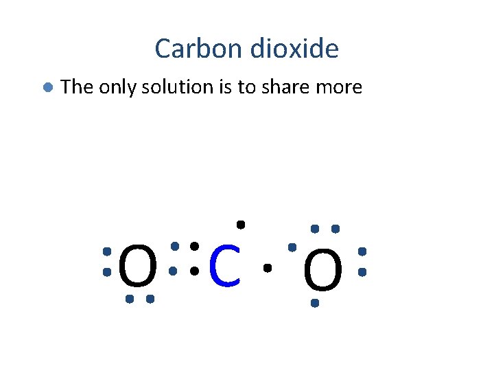 Carbon dioxide l The only solution is to share more O C O 