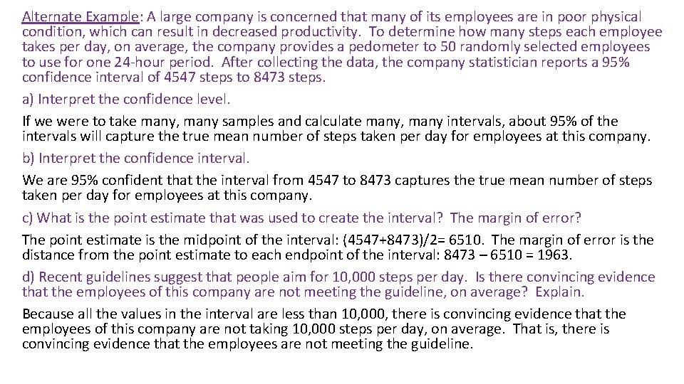 Alternate Example: A large company is concerned that many of its employees are in Alternate Example: A large company is concerned that many of its employees are in