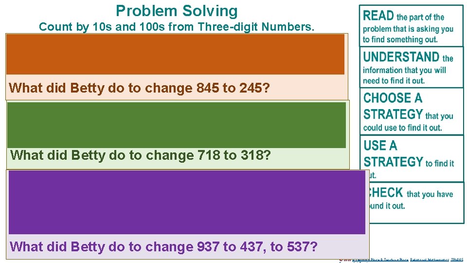 Problem Solving Count by 10 s and 100 s from Three-digit Numbers. Betty showed