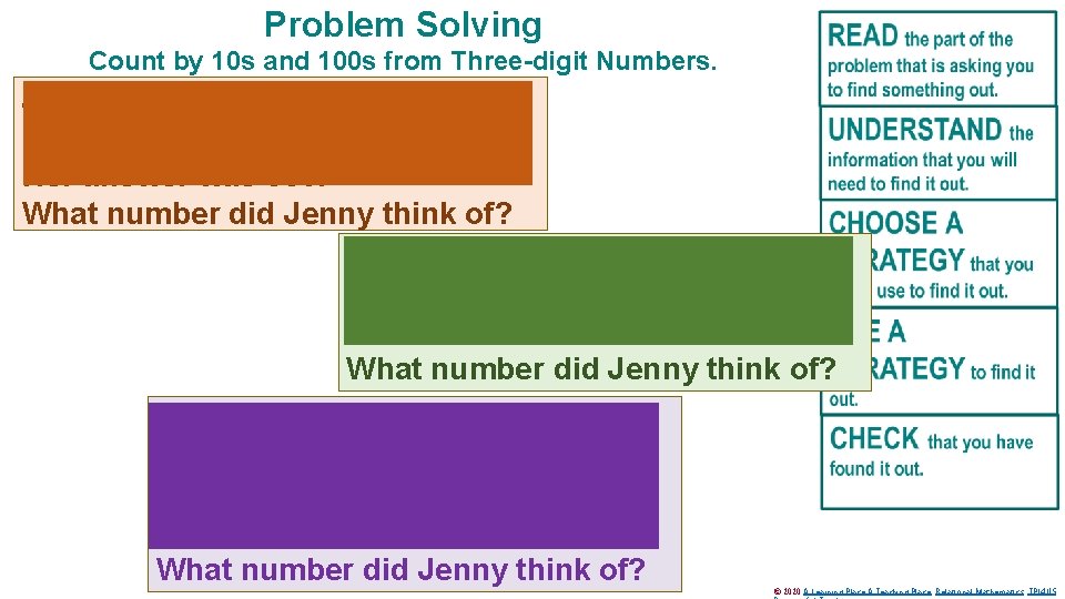 Problem Solving Count by 10 s and 100 s from Three-digit Numbers. Jenny thought