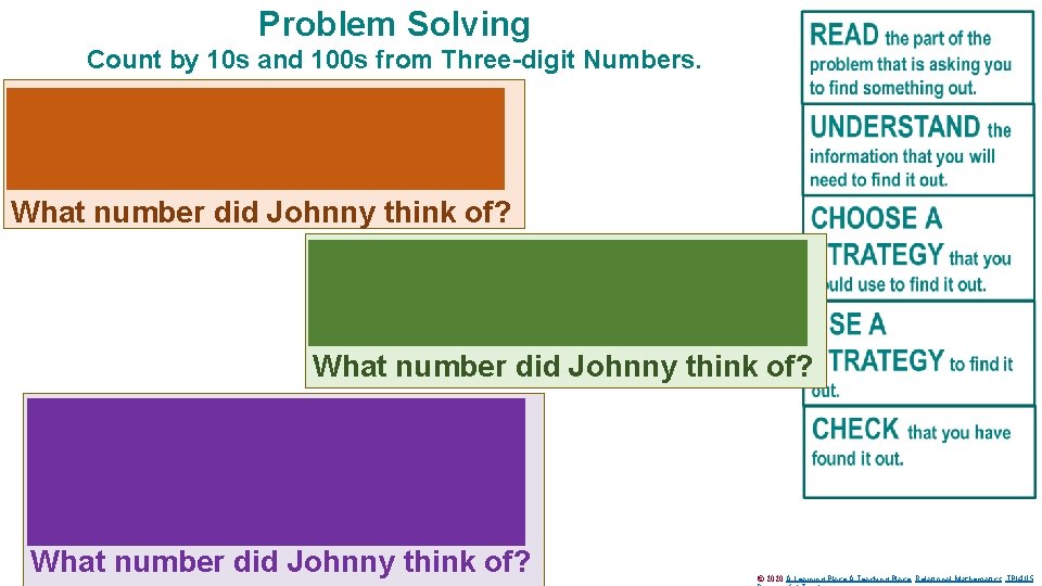 Problem Solving Count by 10 s and 100 s from Three-digit Numbers. Johnny thought