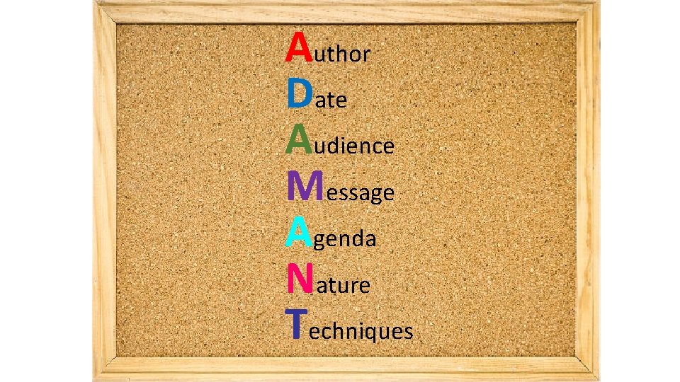 Author Date Audience Message Agenda Nature Techniques 