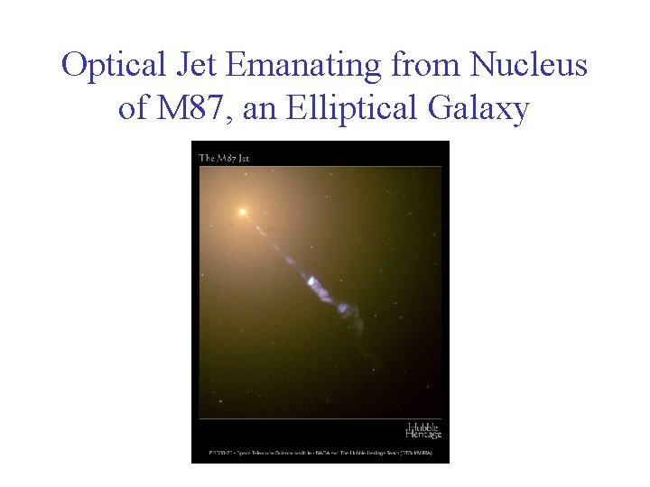 Optical Jet Emanating from Nucleus of M 87, an Elliptical Galaxy 