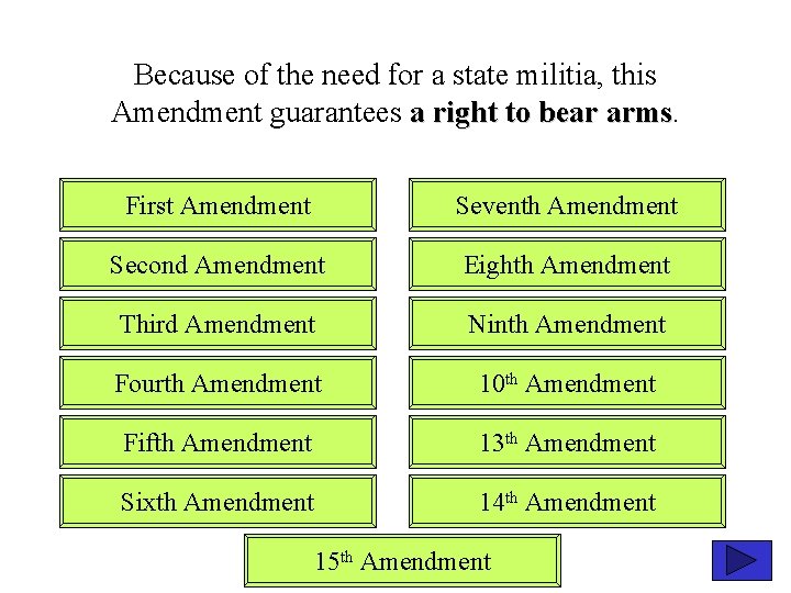 Because of the need for a state militia, this Amendment guarantees a right to
