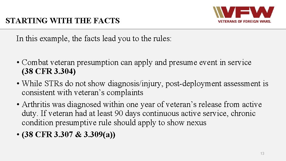 STARTING WITH THE FACTS In this example, the facts lead you to the rules: