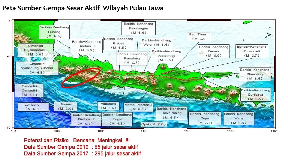 Peta Sumber Gempa Sesar Aktif Wilayah Pulau Jawa Potensi dan Risiko Bencana Meningkat !!!