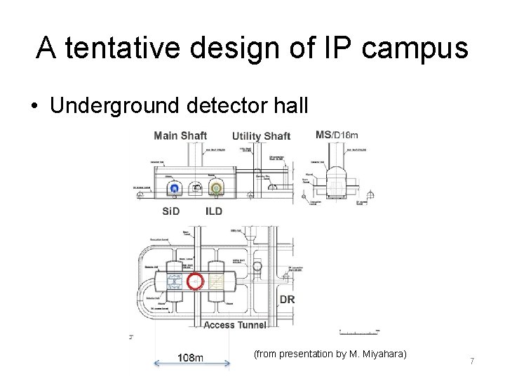 A tentative design of IP campus • Underground detector hall (from presentation by M.