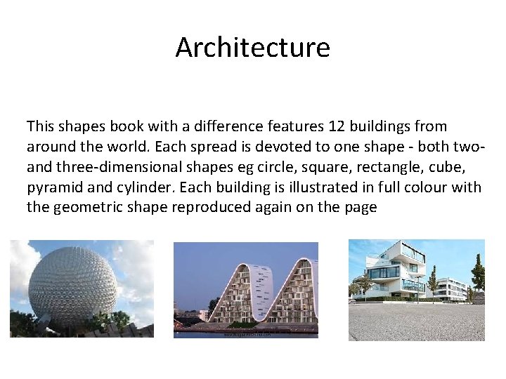 Architecture This shapes book with a difference features 12 buildings from around the world.