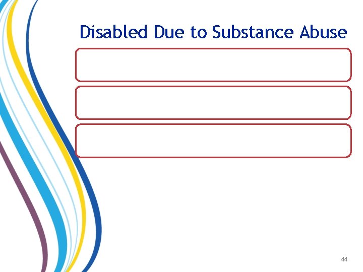 Disabled Due to Substance Abuse This disability applies to customers with a primary diagnosis