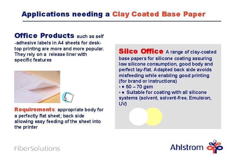 Applications needing a Clay Coated Base Paper Office Products such as self -adhesive labels