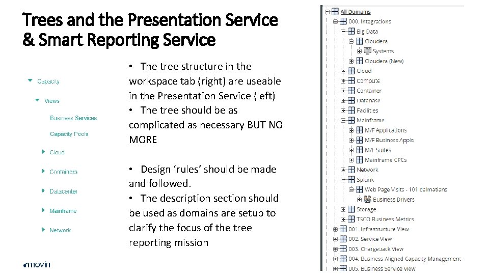 Trees and the Presentation Service & Smart Reporting Service • The tree structure in
