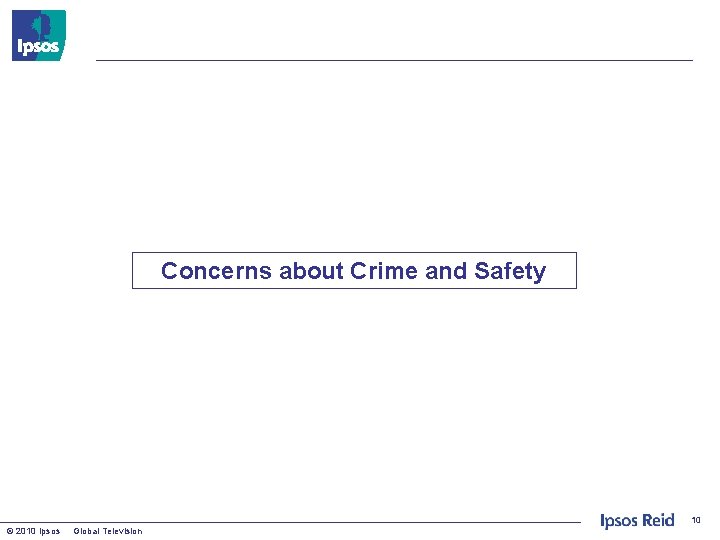 Concerns about Crime and Safety 10 © 2010 Ipsos Global Television 