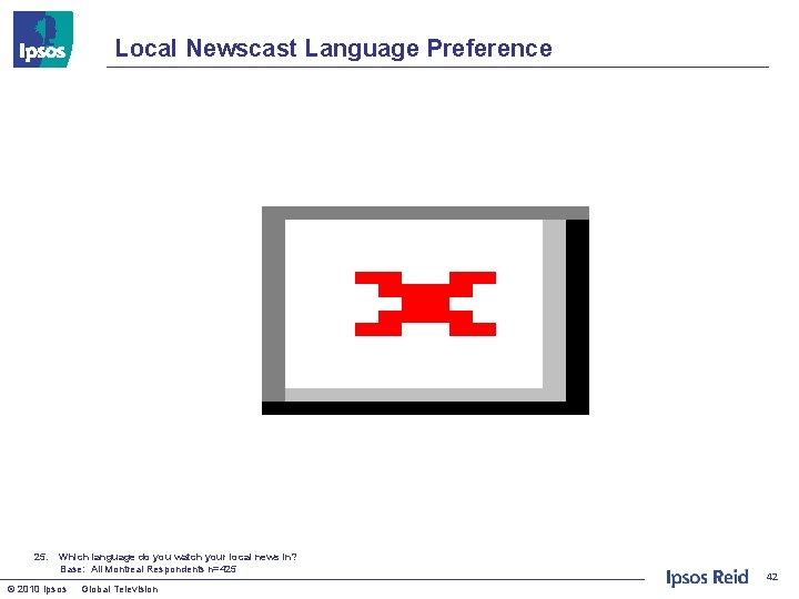 Local Newscast Language Preference 25. Which language do you watch your local news in?