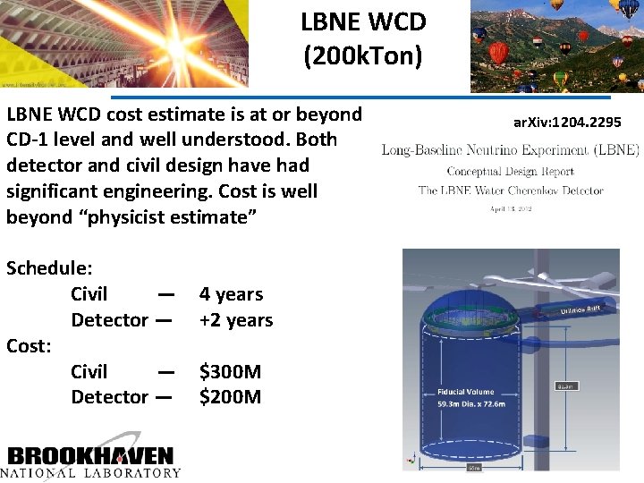 LBNE WCD (200 k. Ton) LBNE WCD cost estimate is at or beyond CD-1