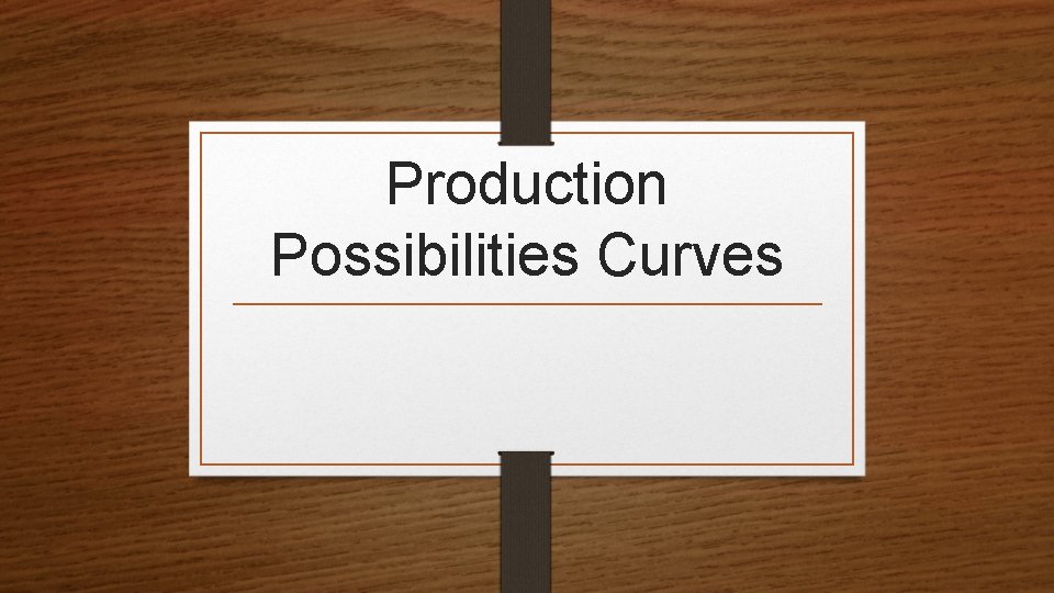Production Possibilities Curves 