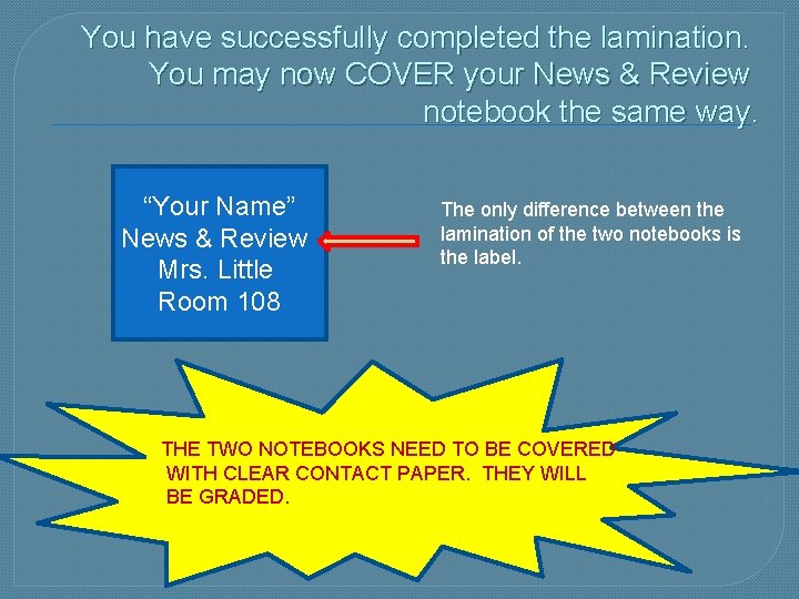 You have successfully completed the lamination. You may now COVER your News & Review