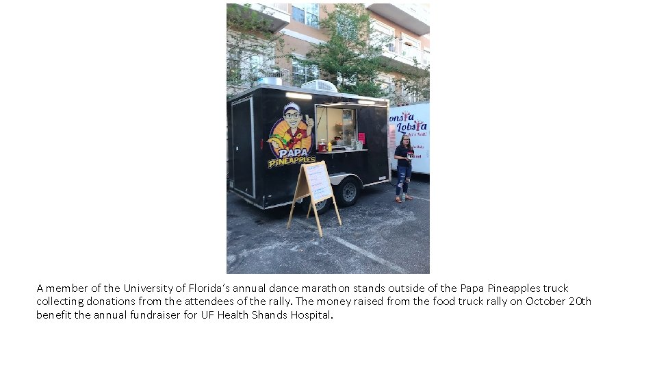 A member of the University of Florida’s annual dance marathon stands outside of the