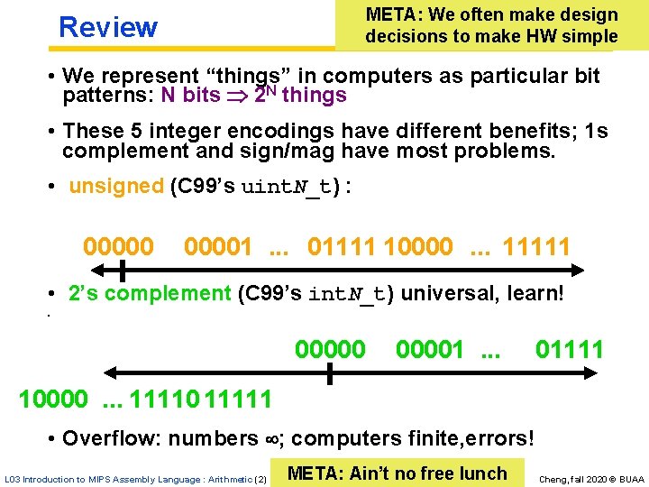 META: We often make design decisions to make HW simple Review • We represent META: We often make design decisions to make HW simple Review • We represent