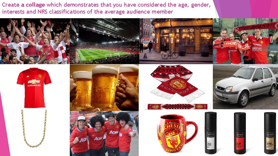 Create a collage which demonstrates that you have considered the age, gender, interests and