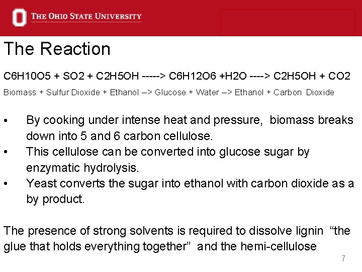 The Reaction C 6 H 10 O 5 + SO 2 + C 2