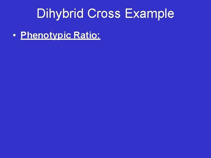 Dihybrid Cross Example • Phenotypic Ratio: 