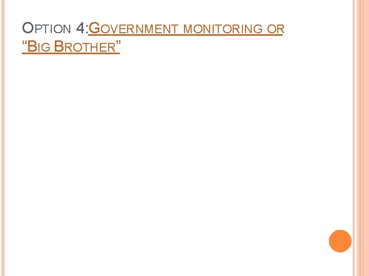 OPTION 4: GOVERNMENT MONITORING OR “BIG BROTHER” 