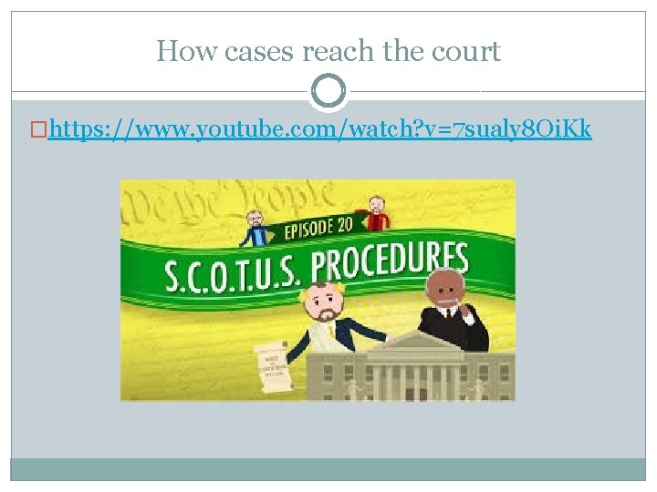 How cases reach the court �https: //www. youtube. com/watch? v=7 sualy 8 Oi. Kk
