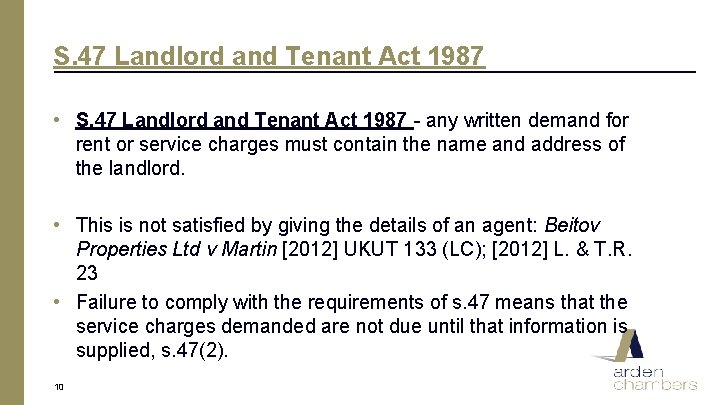 S. 47 Landlord and Tenant Act 1987 • S. 47 Landlord and Tenant Act
