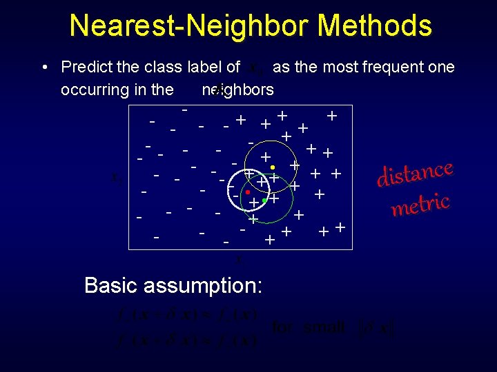 Nearest-Neighbor Methods • Predict the class label of as the most frequent one occurring