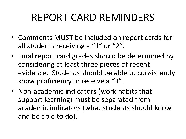 PD in a Power Point Standards Based Grading