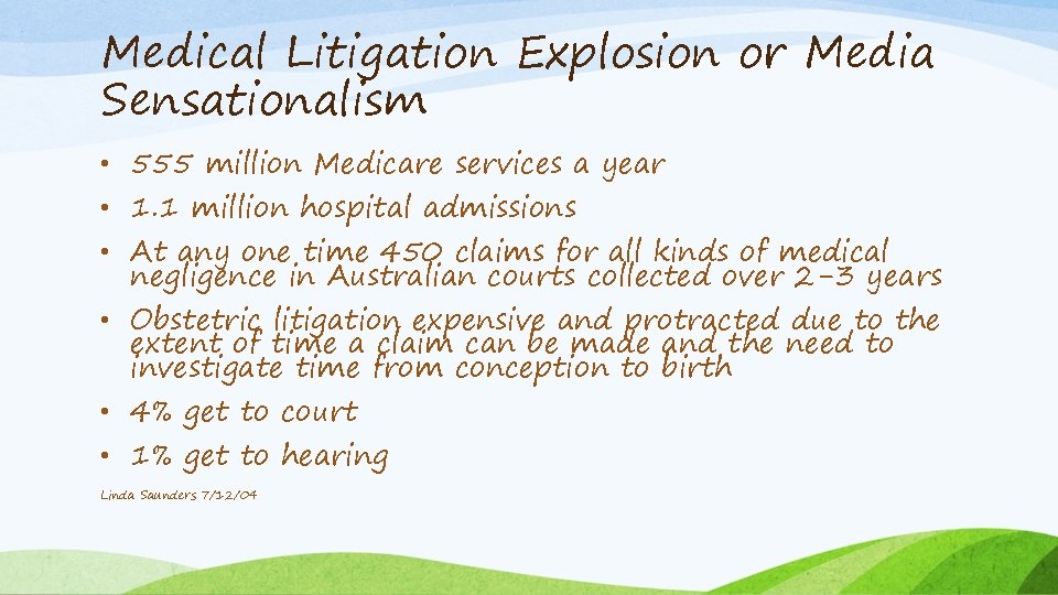 Medical Litigation Explosion or Media Sensationalism • 555 million Medicare services a year •