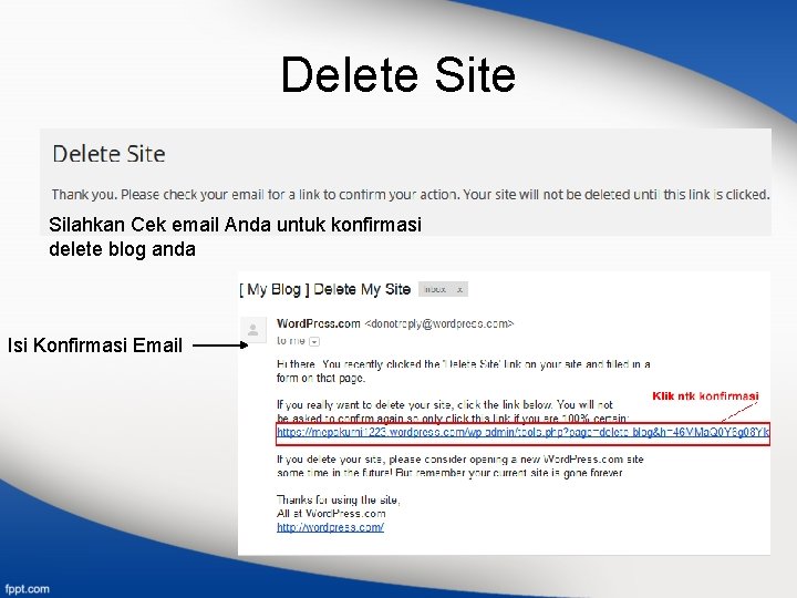 Delete Silahkan Cek email Anda untuk konfirmasi delete blog anda Isi Konfirmasi Email 