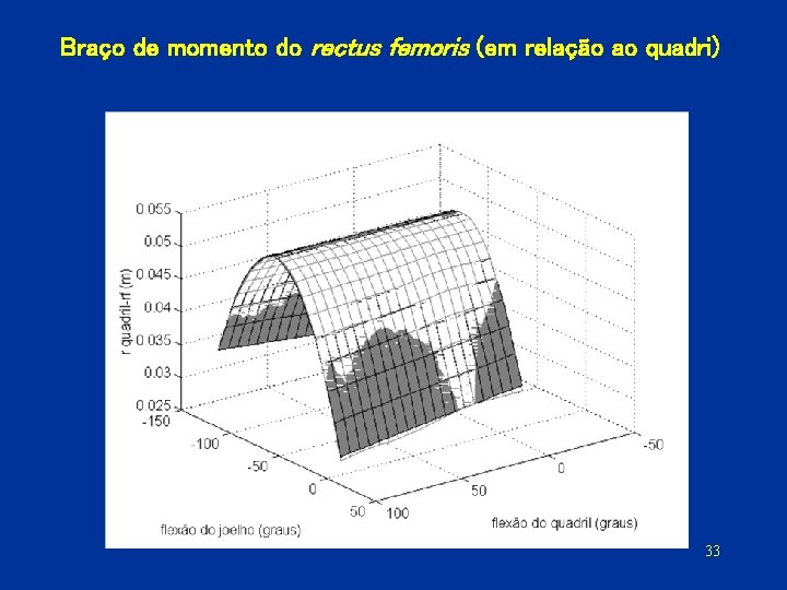 Braço de momento do rectus femoris (em relação ao quadri) 33 