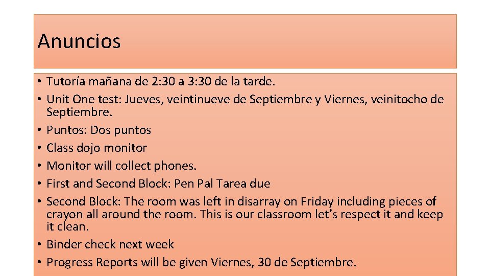 Anuncios • Tutoría mañana de 2: 30 a 3: 30 de la tarde. •