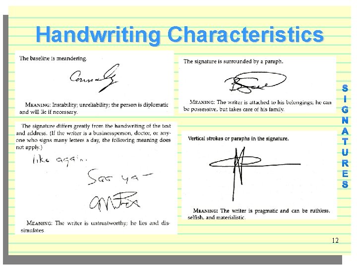 Handwriting Characteristics 12 