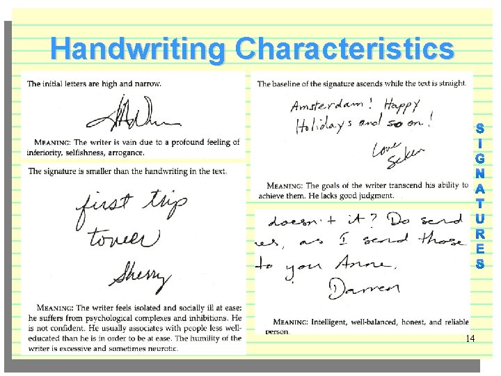 Handwriting Characteristics 14 