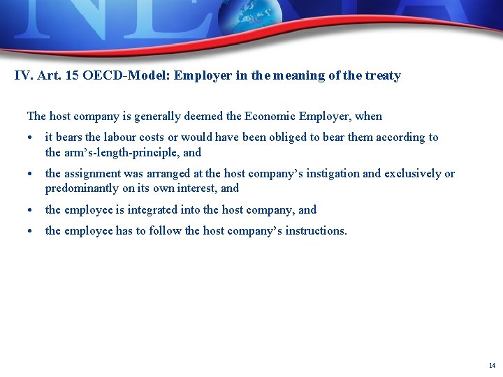 IV. Art. 15 OECD-Model: Employer in the meaning of the treaty The host company