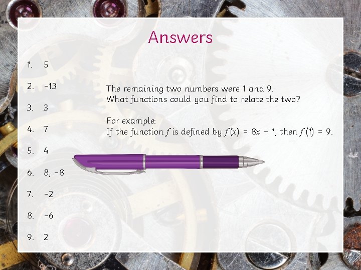 Answers 1. 5 2. − 13 3. 3 4. 7 5. 4 6. 8, Answers 1. 5 2. − 13 3. 3 4. 7 5. 4 6. 8,