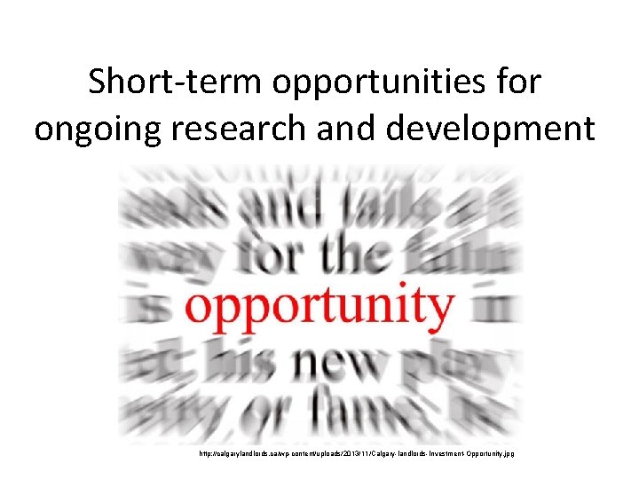 Short-term opportunities for ongoing research and development http: //calgarylandlords. ca/wp-content/uploads/2013/11/Calgary-landlords-Investment-Opportunity. jpg 
