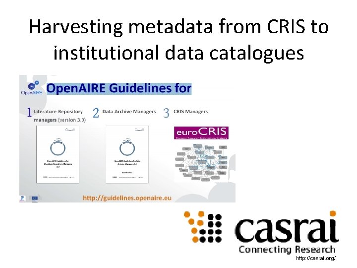 Harvesting metadata from CRIS to institutional data catalogues http: //casrai. org/ 