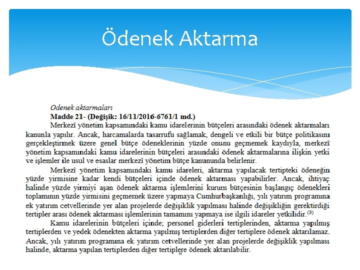 Ödenek Aktarma 11 