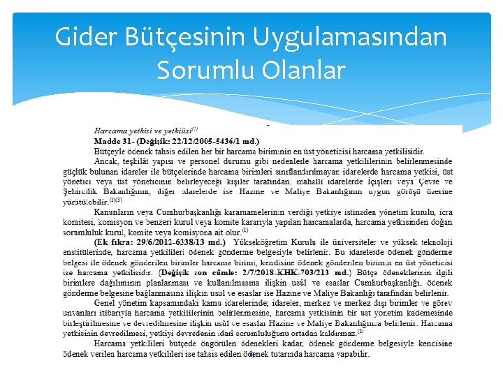 Gider Bütçesinin Uygulamasından Sorumlu Olanlar 19 