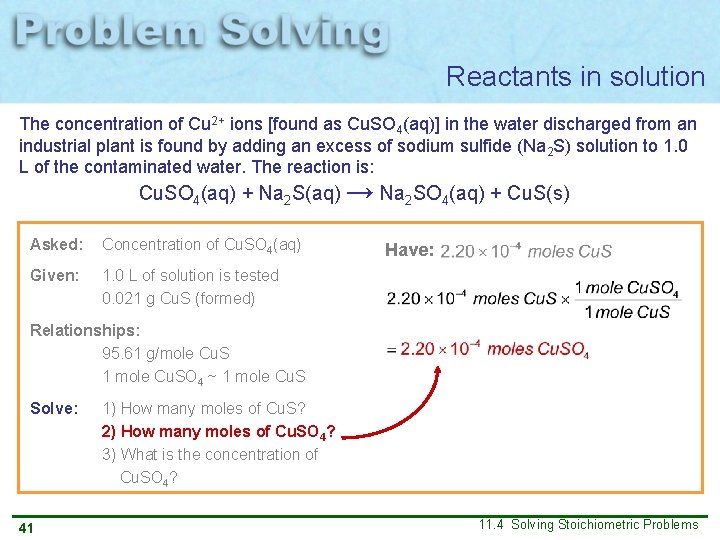 Reactants in solution The concentration of Cu 2+ ions [found as Cu. SO 4(aq)]