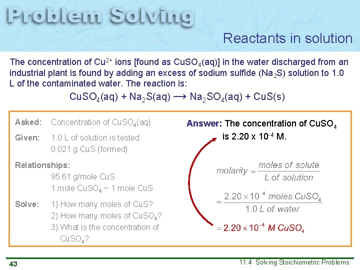 Reactants in solution The concentration of Cu 2+ ions [found as Cu. SO 4(aq)]