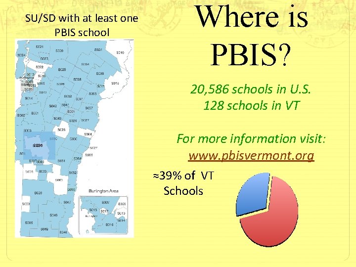 SU/SD with at least one PBIS school Where is PBIS? 20, 586 schools in