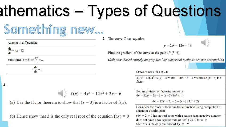 athematics – Types of Questions Something new… 