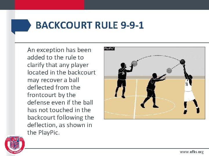BACKCOURT RULE 9 -9 -1 An exception has been added to the rule to