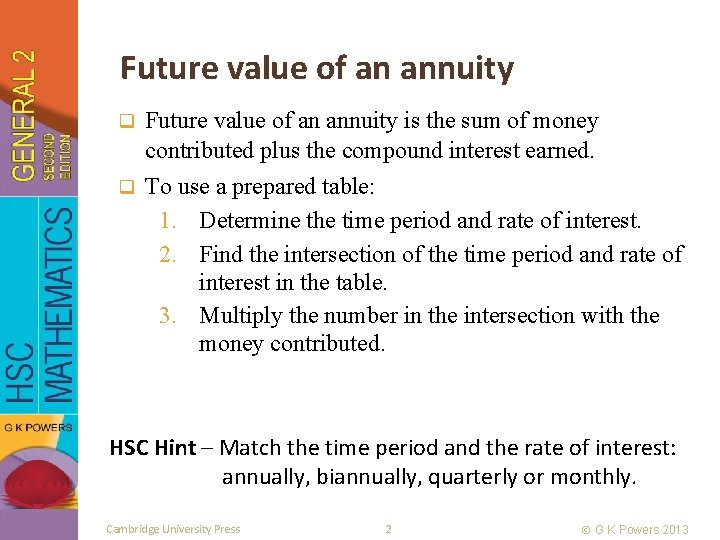 Future value of an annuity is the sum of money contributed plus the compound